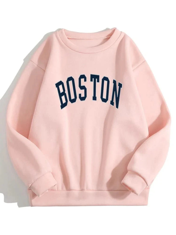 Marjaan Round Neck Printed Fleece Sweatshirt APRIN24 - Pink