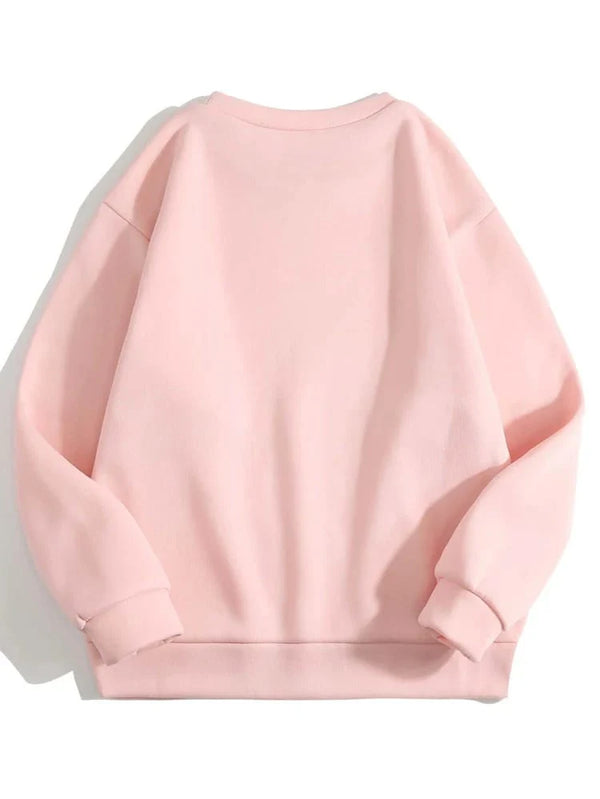 Marjaan Round Neck Printed Fleece Sweatshirt APRIN24 - Pink