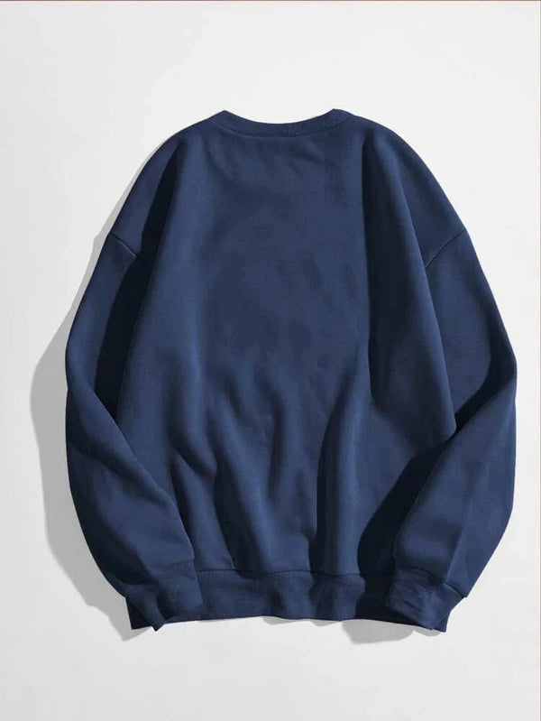 Marjaan Round Neck Printed Fleece Sweatshirt APRIN29 - Blue