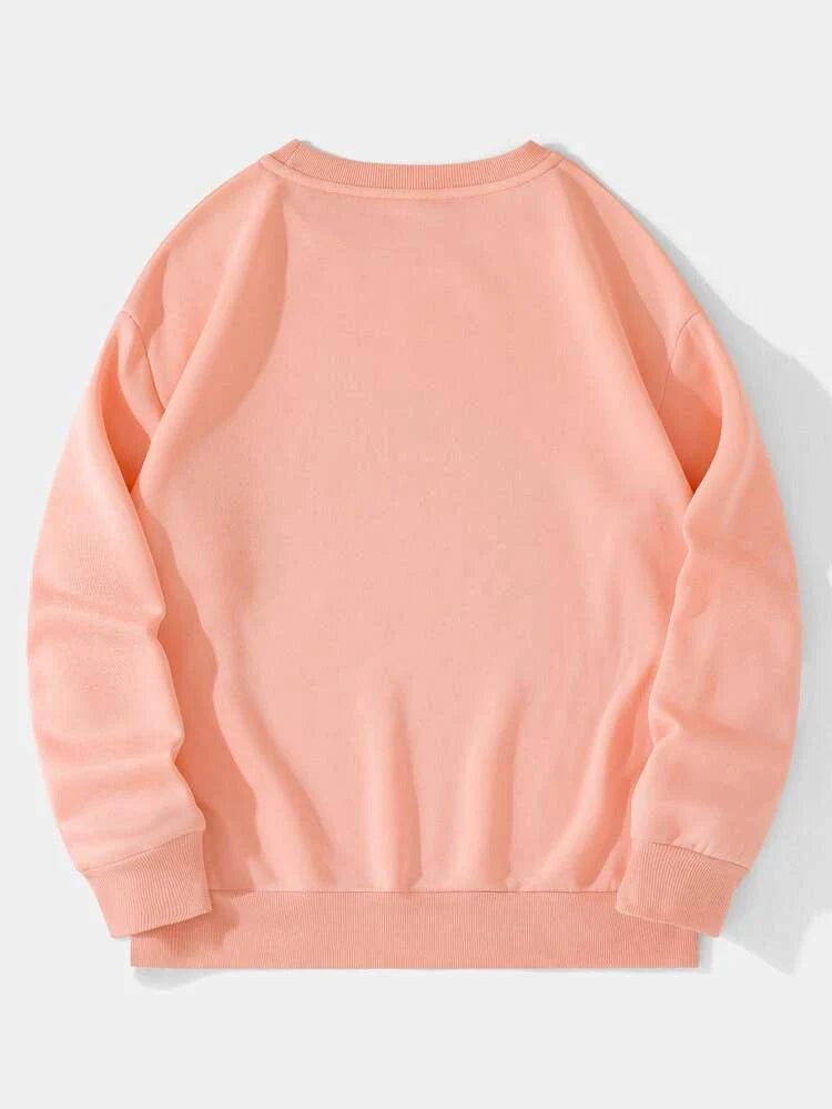 Marjaan Round Neck Printed Fleece Sweatshirt GRWPR2 - Pink