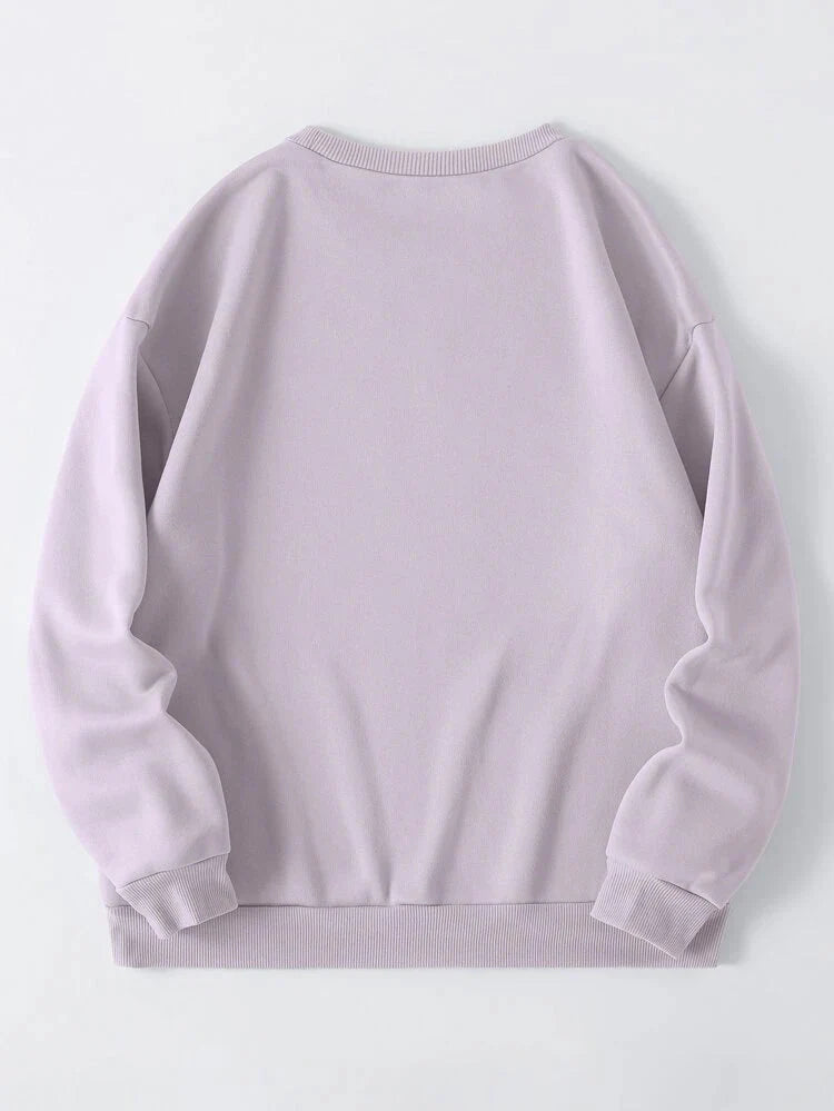 Marjaan Round Neck Printed Fleece Sweatshirt APRIN254 - Purple