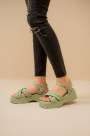 Green Criss Cross Chunky Sandals
