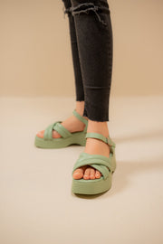 Green Criss Cross Chunky Sandals