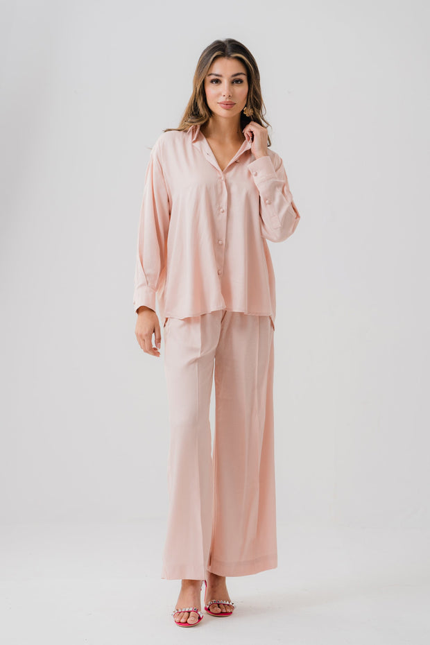 Peach Pink Long Sleeve Shirt