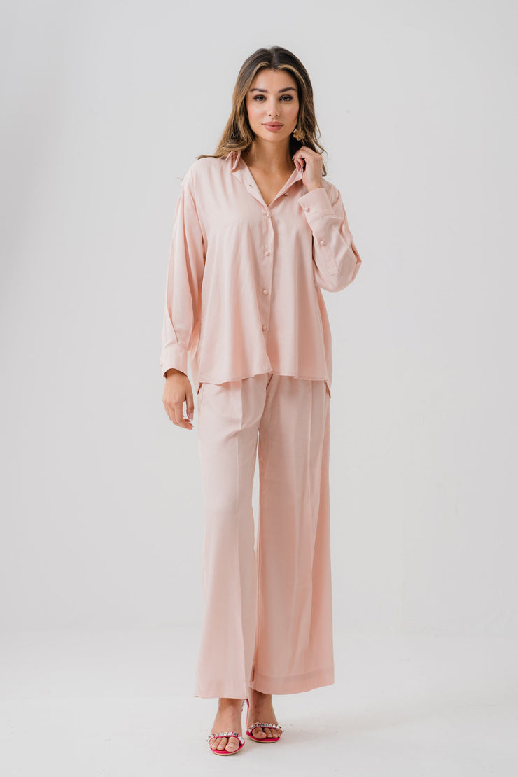 Peach Pink Long Sleeve Shirt