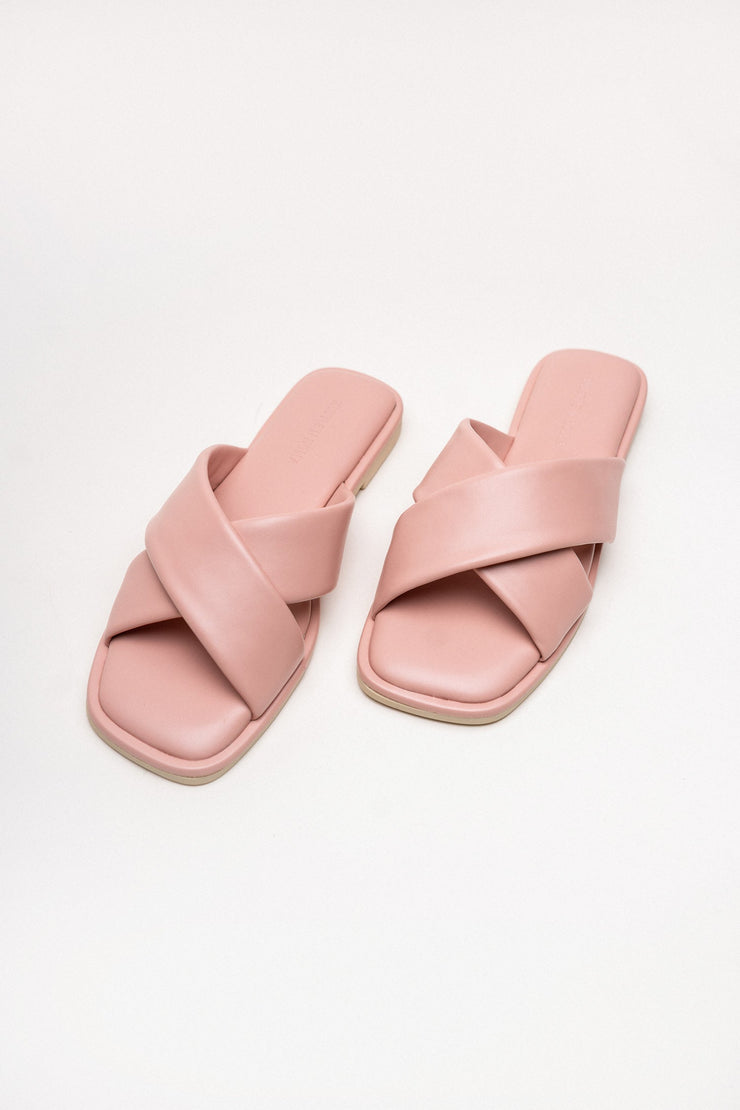 Soft Pink Cross Strap Flats