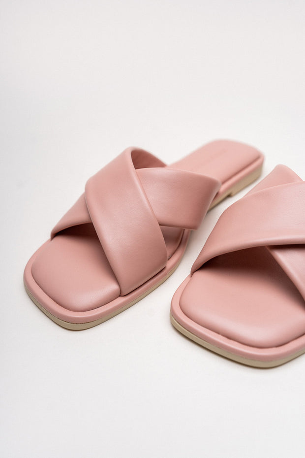 Soft Pink Cross Strap Flats