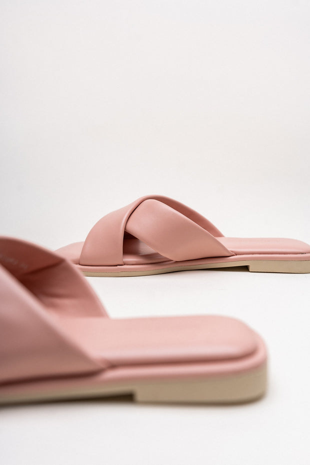 Soft Pink Cross Strap Flats