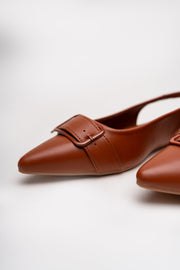 Tan Buckle Detail Flats