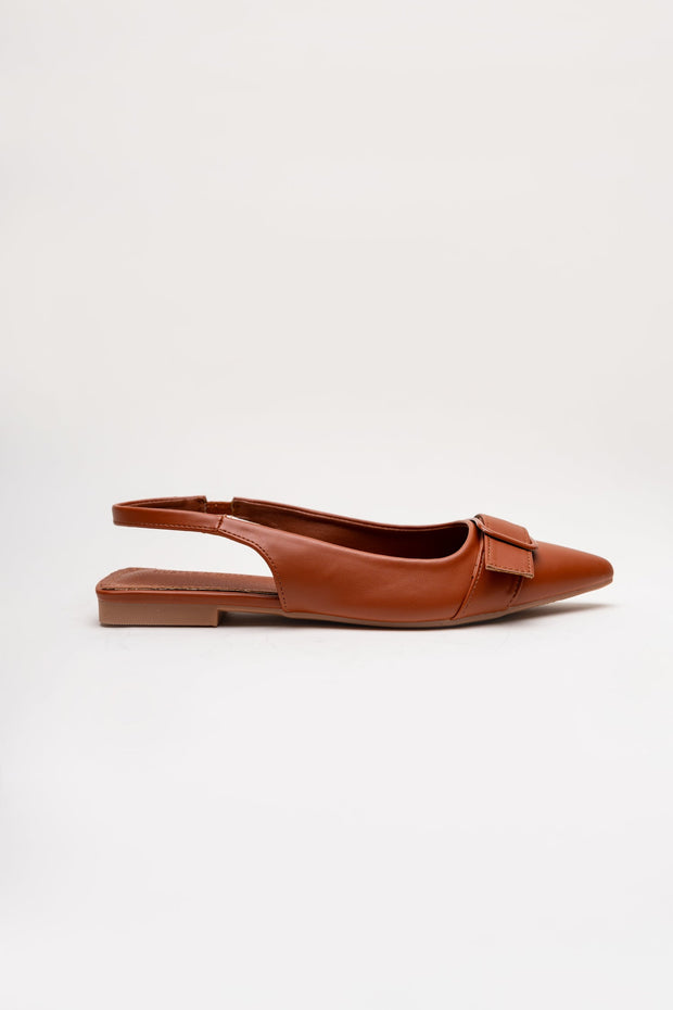 Tan Buckle Detail Flats