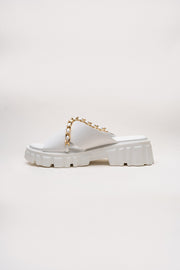 White Criss-Cross Chunky Flats