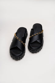 Black Chunky Flats