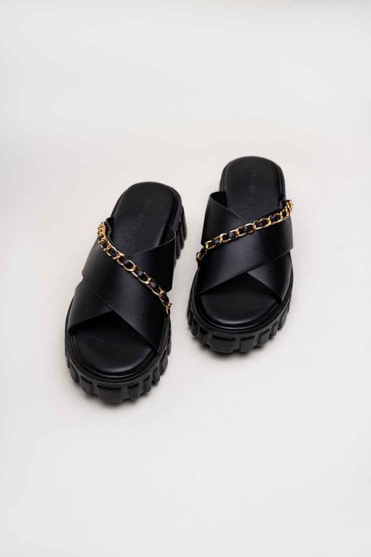 Black Chunky Flats