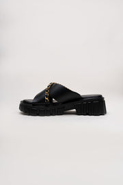 Black Chunky Flats
