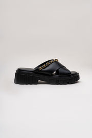 Black Chunky Flats