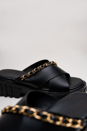 Black Chunky Flats