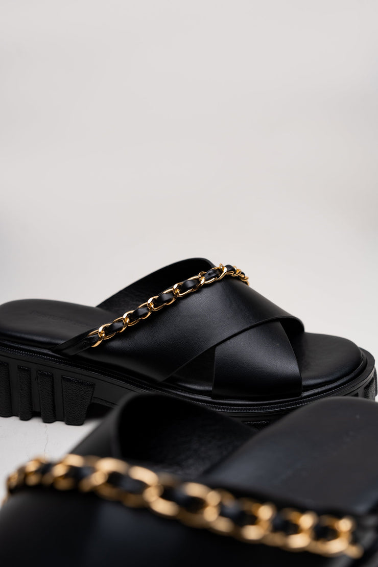 Black Chunky Flats