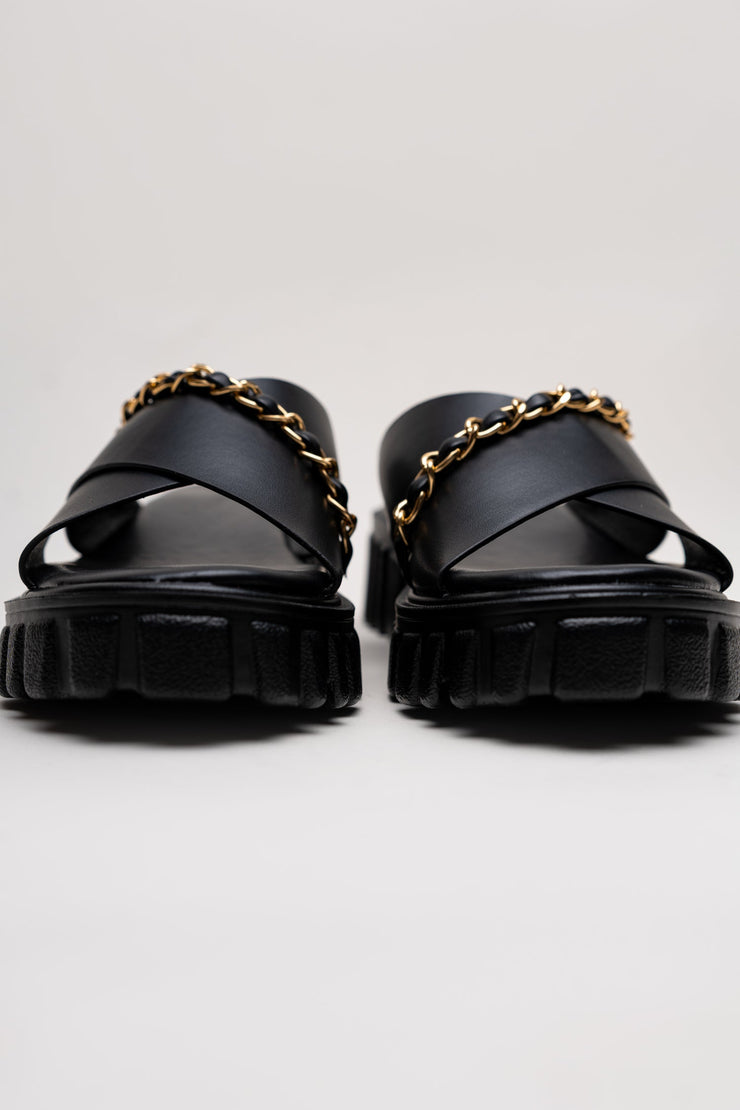 Black Chunky Flats