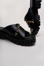 Black Chunky Flats