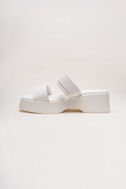 White Chunky Buckle Flats