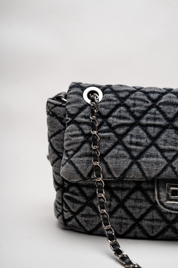 Denim Quilted Shoulder Bag