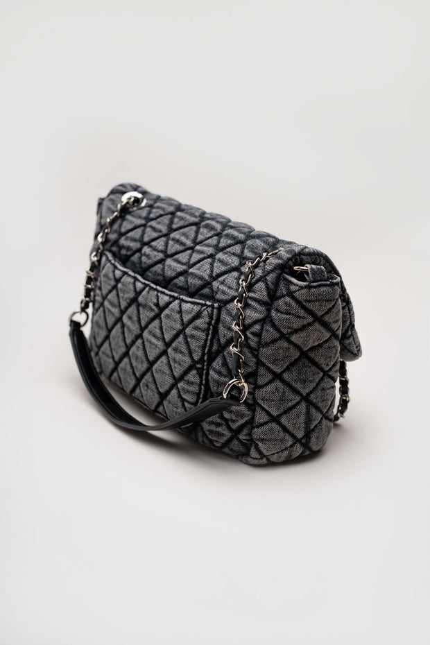 Denim Quilted Shoulder Bag