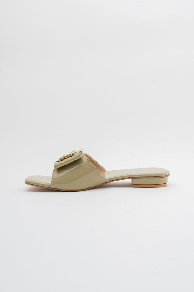 Olive Green Rhinestone Flats