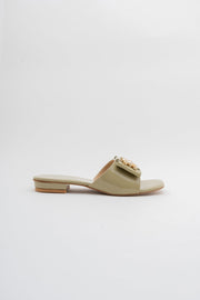 Olive Green Rhinestone Flats