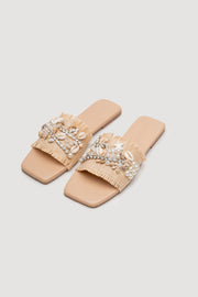 Beige Embellished Flats