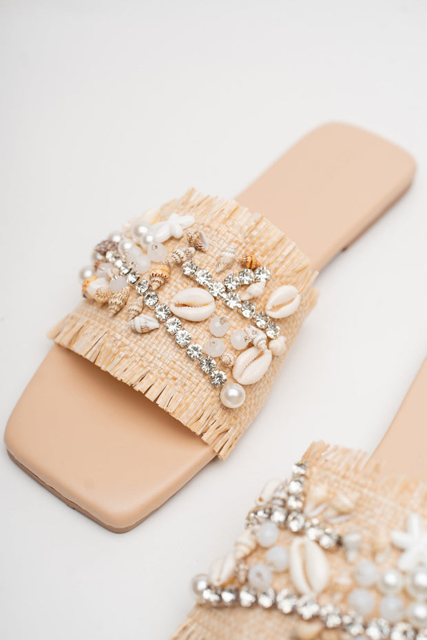 Beige Embellished Flats