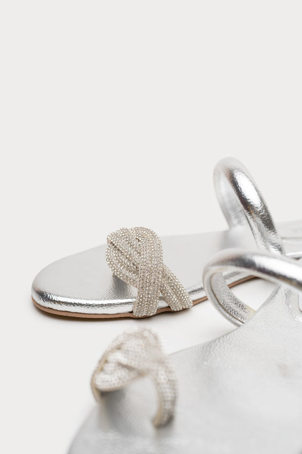 Silver Embellished Flats