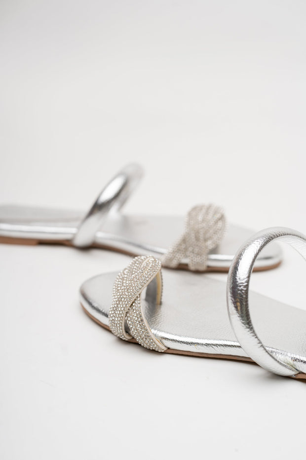 Silver Embellished Flats