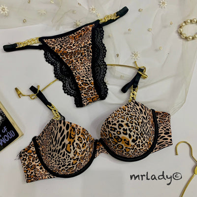 CHEETAH GOLD THIN PAD BRA SET