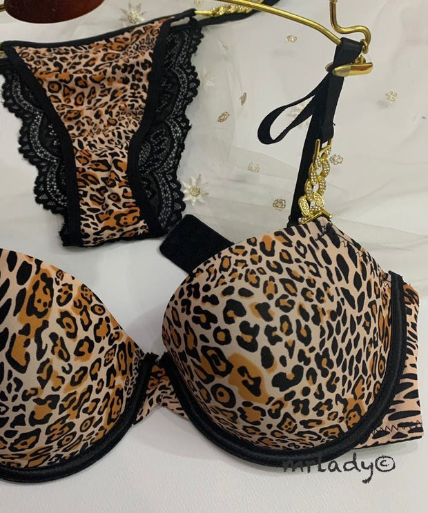 CHEETAH GOLD THIN PAD BRA SET