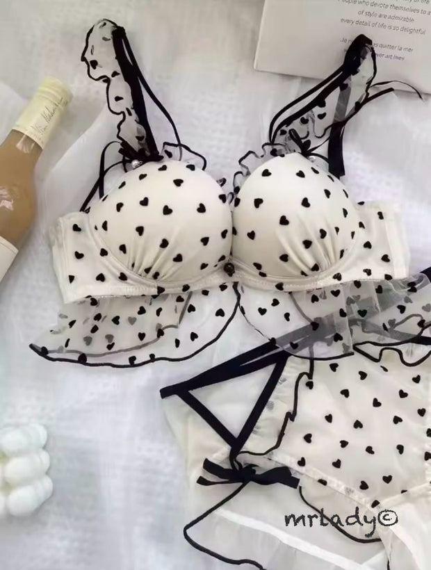 LOVE HEART THIN PAD BRA SET
