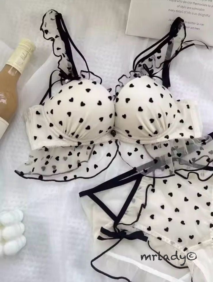 LOVE HEART THIN PAD BRA SET
