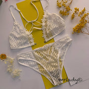 MOST PREMIUM FRONT OPEN FLORAL NET BRA SET