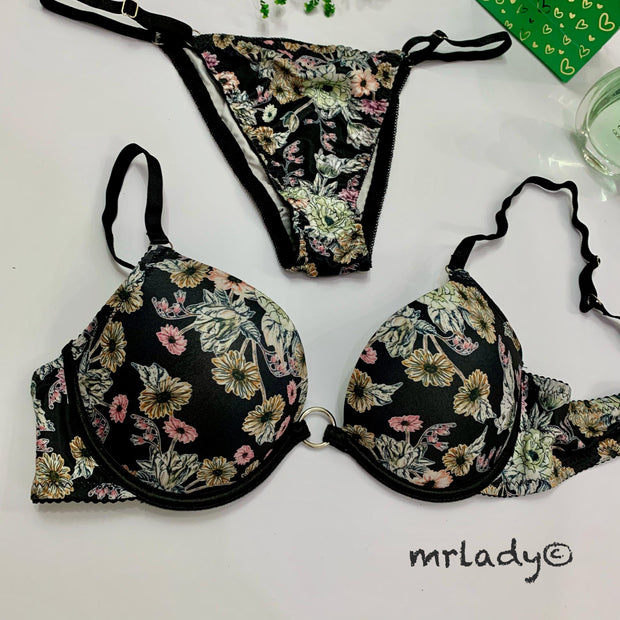 FLORAL LOOP THIN PAD BRA SET