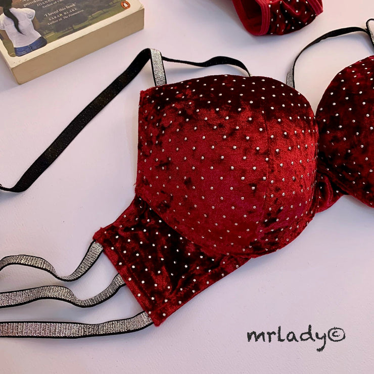 PEARL STONES BRA SET