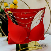 QUEEN NECKLACE THIN PAD BRA SET