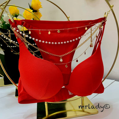 QUEEN NECKLACE THIN PAD BRA SET