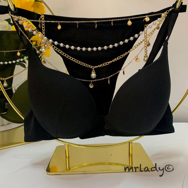 QUEEN NECKLACE THIN PAD BRA SET
