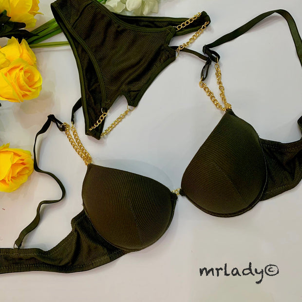 CHAIN LINE THIN PAD BRA SET