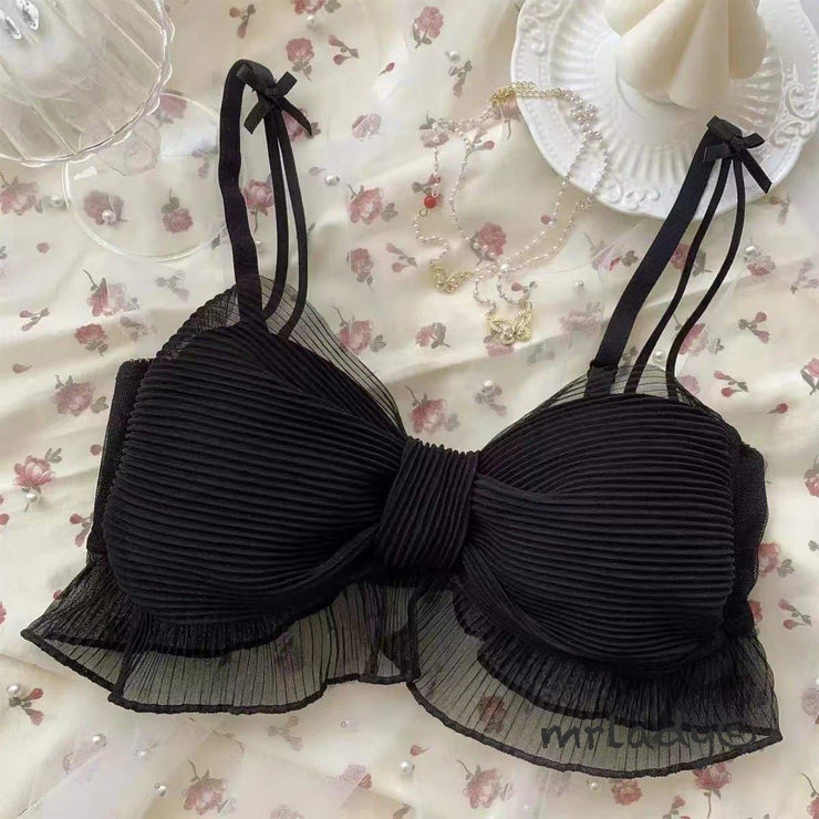 FRONT KNOT FANCY TISSUE BRA SET