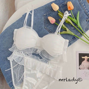 FRONT KNOT FANCY TISSUE BRA SET