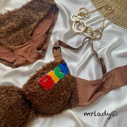 FAUX FUR ELEGANT BRA SET