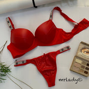 FAUX LEATHER BRA SET