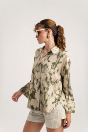 Green Printed Regular Fit Shirt