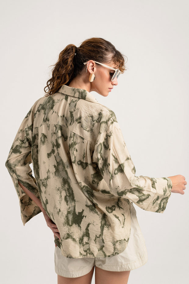 Green Printed Regular Fit Shirt
