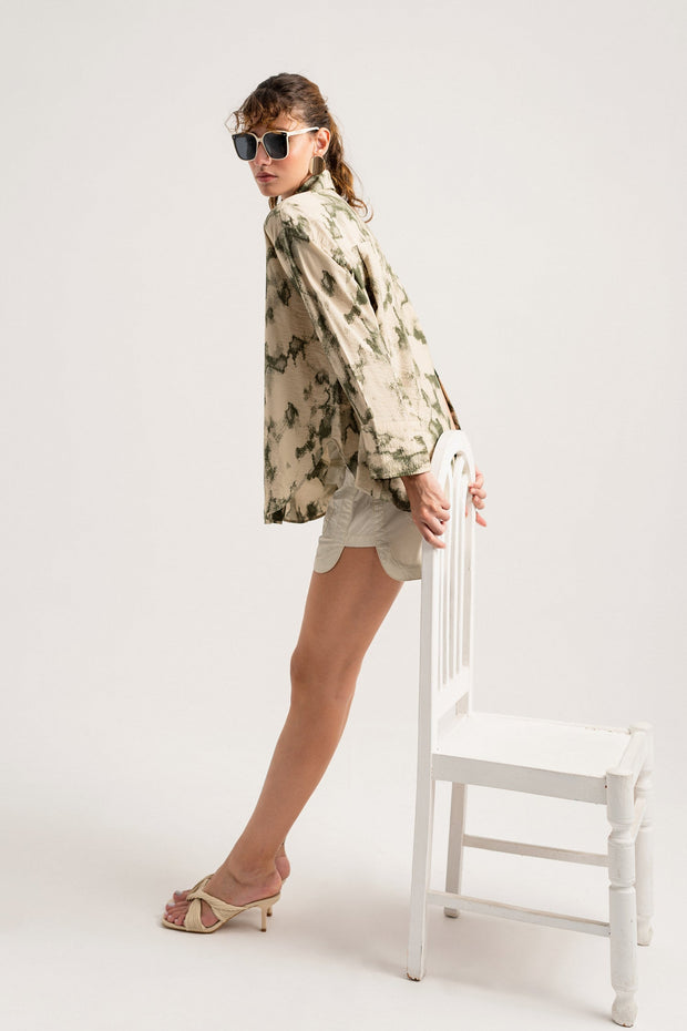 Green Printed Regular Fit Shirt
